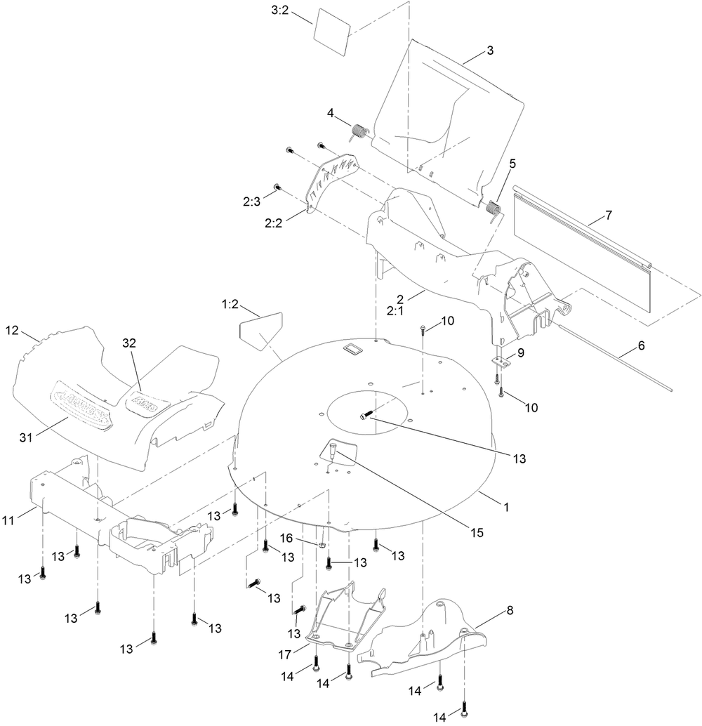 Deck, Side Chute And Rear Door Assembly Diagram and Parts List for 17739 406000000 - 999999999 Lawn Boy Lawn Mower
